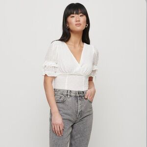 Ruffle Sleeve Textured Tee